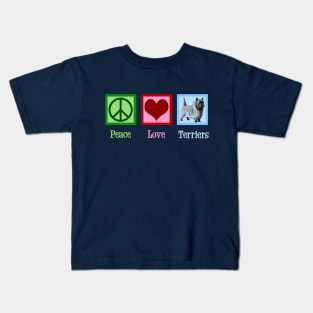 Peace Love Cairn Terriers Kids T-Shirt